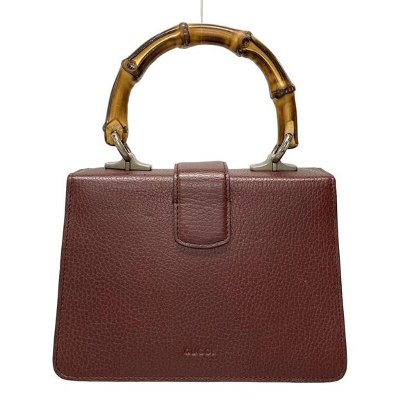 Auth GUCCI Dionysus/Bamboo 523367 Bordeaux Leather Handbag - Picture 2 of 15
